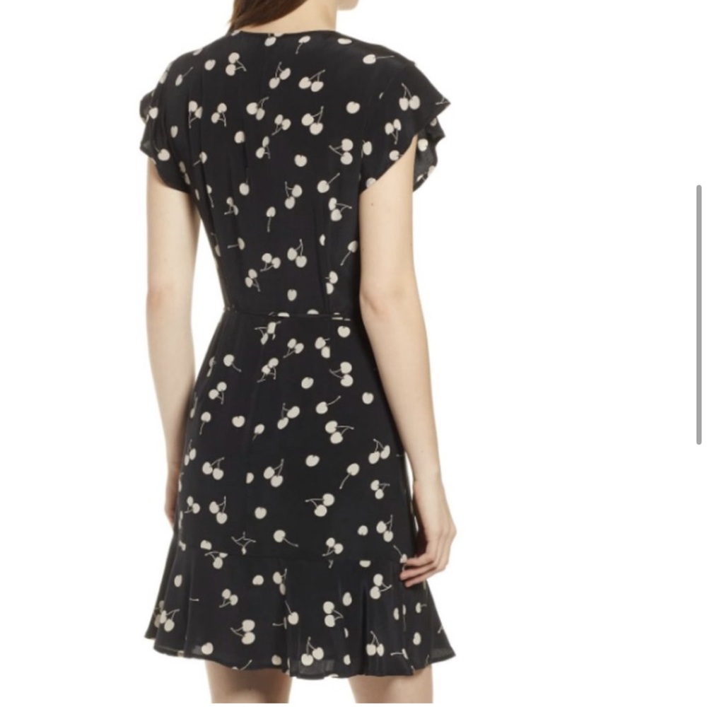 Perfect Rails π― silk Black Cream Cherries Leanne Wrap Dress XS - Picture 5 of 11